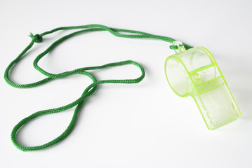 plastic green whistle