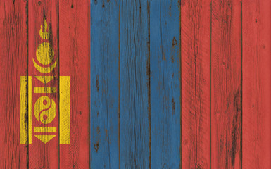 Flag of Mongolia painted on wooden frame