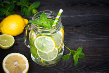 Lemonade with mint in a mason jar