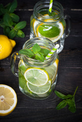 Lemonade with mint in a mason jar