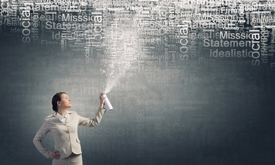 Woman use paint spray