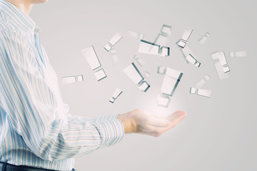 Exclamation sign in hands