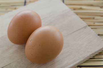 Eggs on the board wood