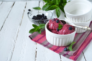 Berry ice cream, fresh, summer blueberry sorbet