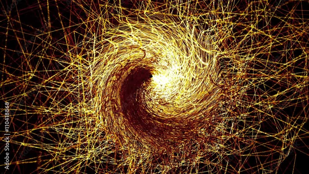 Poster seamless looping background animation with orange wireframe abstract strings including alpha matte