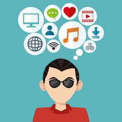 Social media design. Networking icon. Technology concept