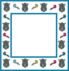 Nice colored owl frame vector, cornice con civette colorate vettoriale