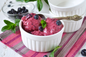Berry ice cream, fresh, summer blueberry sorbet