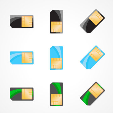 sim cards on white background . Vector illustration