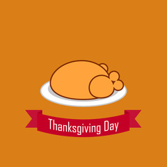 fried chicken for Thanksgiving. vector.  flat