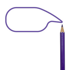 Purple color pencils and text box on white