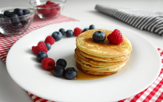 Blueberry Pancakes And Berries Breakfast