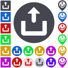 Upload icon, button, symbol set