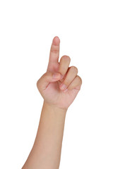 female hand touching, pointing to something