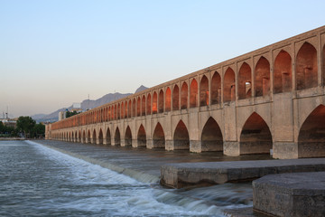 Allahverdi Khan Bridge or Si-o-seh pol bridge in Isfahan in the morning, Isfahan, Iran  