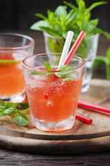 Fresh strong alcohol cocktail with rum and mint