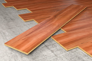 Hardwood covering floor 3D rendering