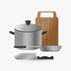 Kitchen design. Supplies icon. White background, vector illustration
