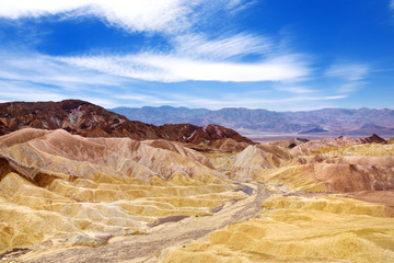 Stunning view of famous Zabriskie Point in Death Valley National Park