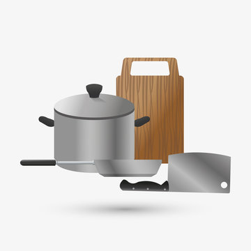 Kitchen design. Supplies icon. White background, vector illustration