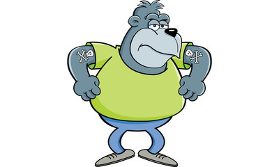 Cartoon illustration of an angry gorilla.