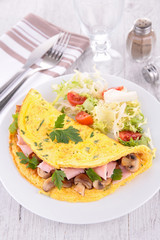 omelet and salad