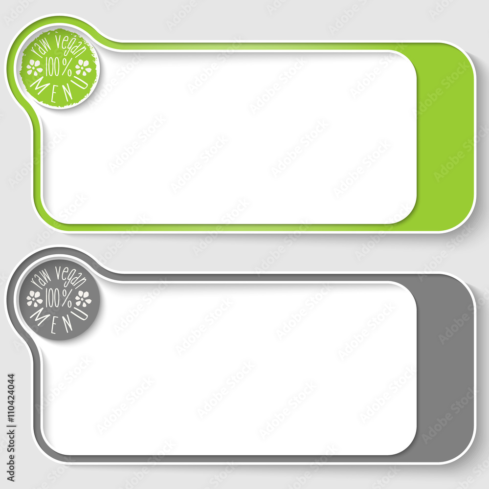 Poster Two vector text boxes for your text and vegan menu icon