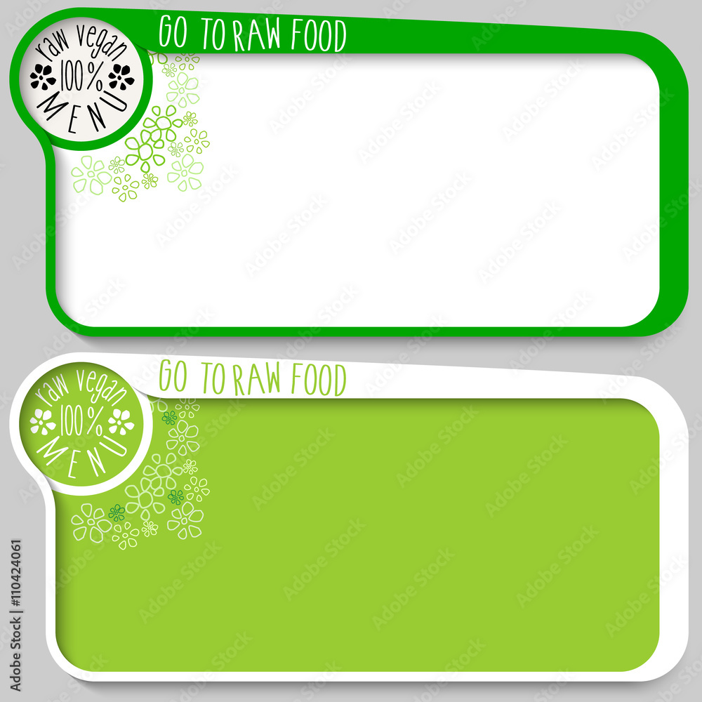 Poster Two text frames for your text and vegan menu icon