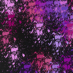 Акварельный абстрактный  цветной рисунок разноцветные пятна, разводы и брызги. Нежные весенние цвета на черном фоне