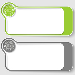 Two vector text boxes for your text and vegan menu icon