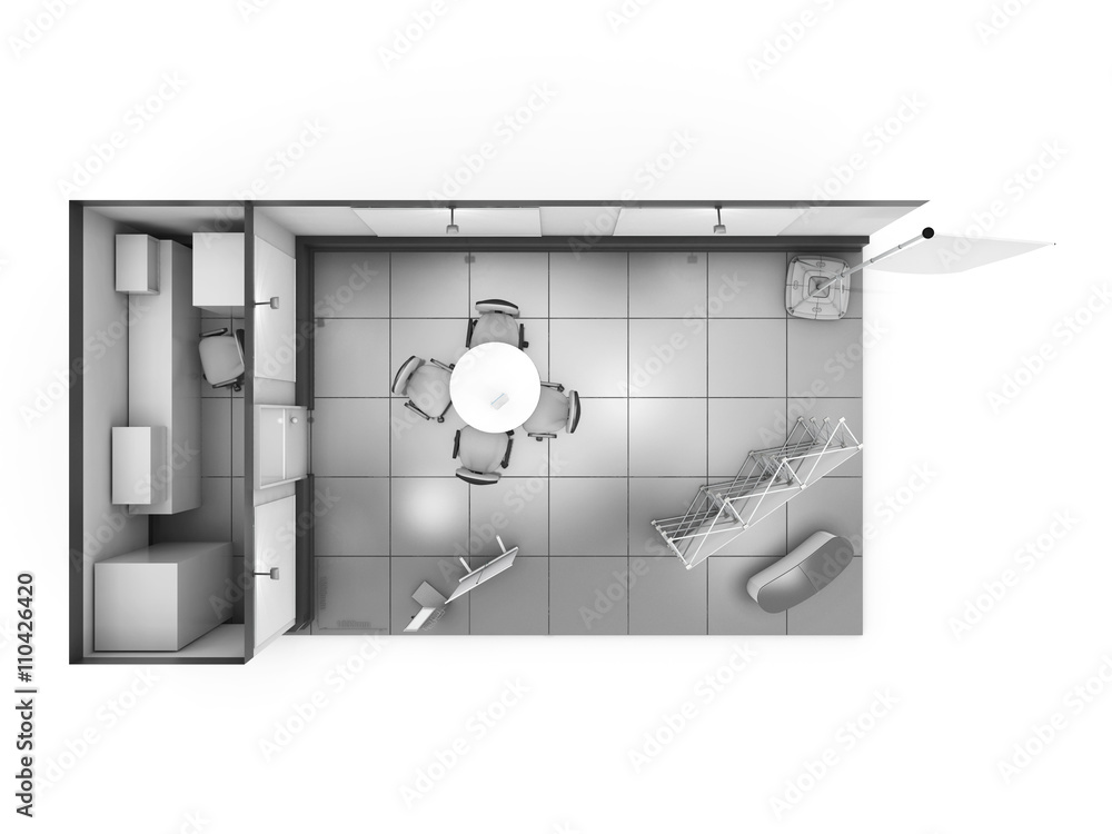 Wall mural blank trade show booth mock up. 3d rendering