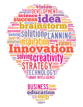 Innovation bulb, word cloud concept 6