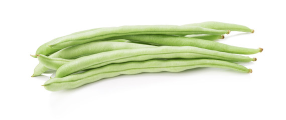 Green beans handful isolated on white background