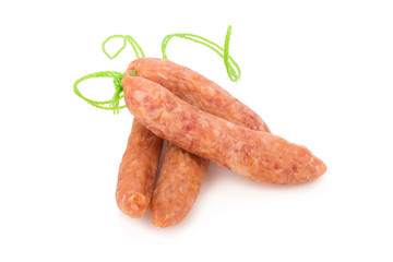 Chinese pork sausages on white background
