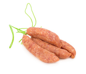 Chinese pork sausages on white background