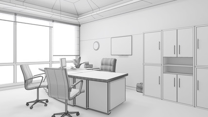 3D Interior rendering of an office
