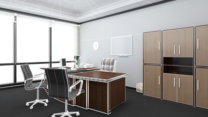 3D Interior rendering of an office
