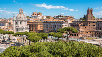 Rome Italy. summer sunny day. Attractions churches and parks with bird's-eye view