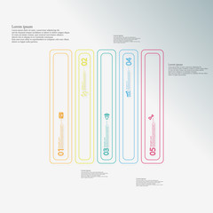 Square shape infographic created from five color parts with double outline