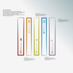 Square shape infographic created from five color parts with contour