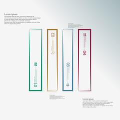 Square shape infographic created from four color parts with contour