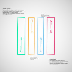 Square shape infographic created from four color parts with contour