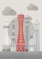 Japan Famous Tower Series Vector - Kobe Port Tower