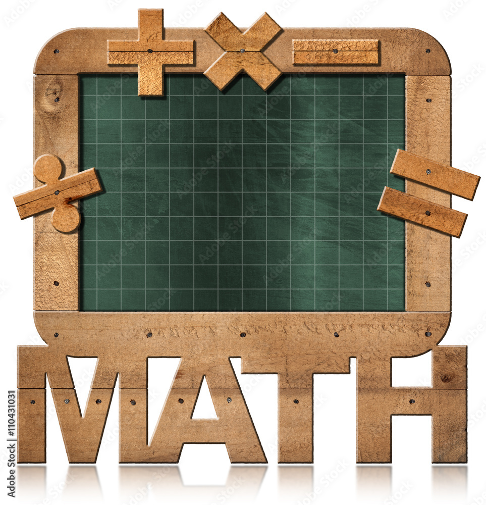 Poster old empty blackboard with text math