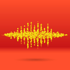 Fototapeta na wymiar Sound waveform made of scattered balls