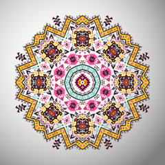 Ornamental round  geometric pattern in aztec style