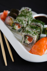 Set of sushi and rolls