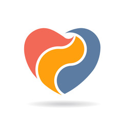 Abstract Heart in three parts Logo design. Vector illustration