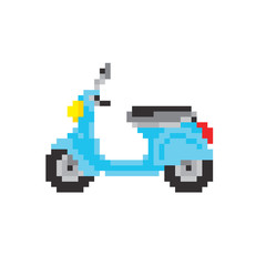 Fototapeta premium Scooter motorbike in pixel art style isolated vector illustration