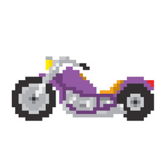 Fototapeta premium Chopper motorbike in pixel art style isolated vector illustration